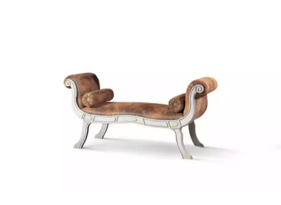 Banqueta clásica de diseñador, asiento tapizado, banco marrón.