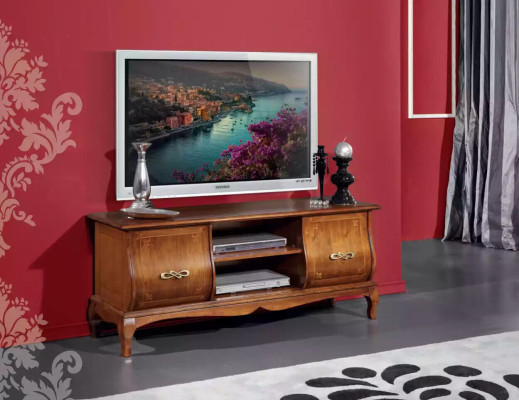 Clásico soporte de TV marrón de lujo Lowboard diseño de muebles de sala de estar