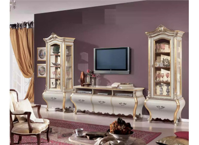 Salón clásico conjunto de muebles de madera de lujo con armarios y vitrina de pared de la sala de estar de 3 piezas.