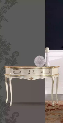 Mesa consola clásica blanca de dormitorio de madera estilo barroco