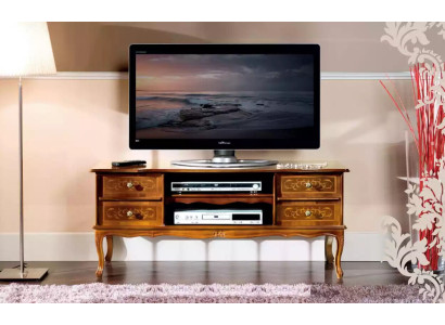 Clásico marrón RTV de lujo armario de TV Lowboard cajones muebles de madera