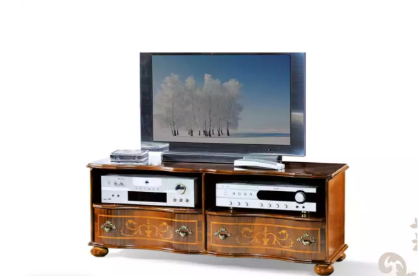 Marrón estantería de televisión de lujo RTV armario muebles de sala de estar en madera decoración.