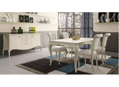 Juego de comedor blanco Mesa de comedor 4 sillas Aparador Diseño elegante Nuevo 6 piezas.