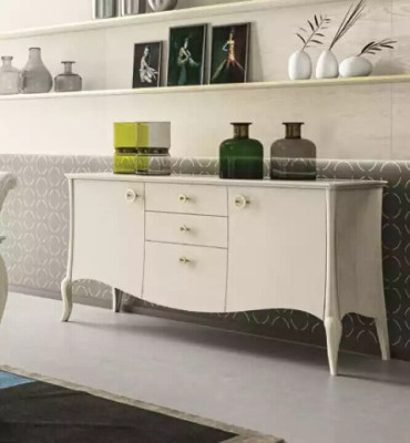Juego de comedor blanco Mesa de comedor 4 sillas Aparador Diseño elegante Nuevo 6 piezas.