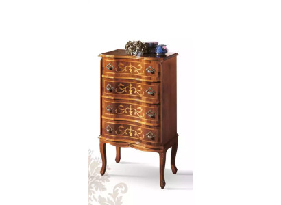 Cómoda clásica de cuatro puertas de madera marrón, muebles de salón nuevos y modernos.