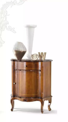 Clásica cómoda marrón para dormitorio, mueble de diseñador consola auxiliar.