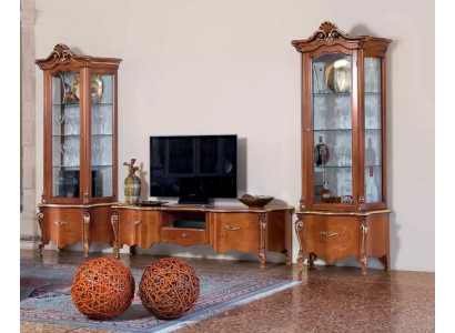 Soporte de TV clásico de lujo 2x vitrina Muebles de salón Paneles de madera
