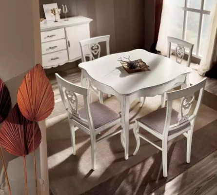 Mesa de comedor de lujo de madera cuadrada blanca, mesa de comedor muebles nuevo
