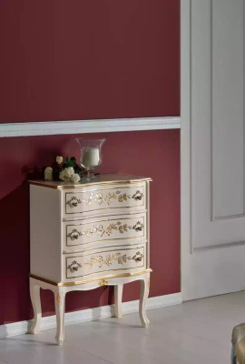 Cómoda blanca clásica, mueble de madera para sala de estar, armario de almacenamiento nuevo.