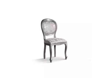 Silla clásica de lujo de comedor de madera gris con respaldo de silla de madera.