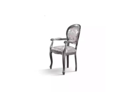 Silla de comedor Silla de comedor de lujo Asientos de madera Tela Plateado