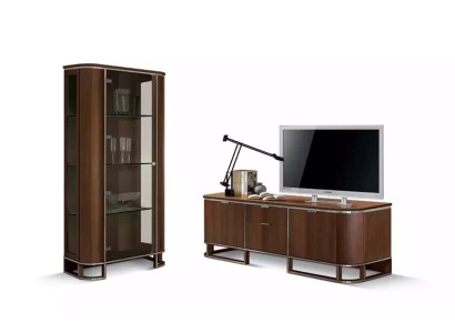 Soporte de TV para televisión en la pared, mueble de salón, mesa de TV marrón de alto brillo, vitrina.