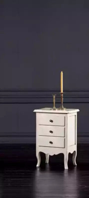 Muebles de noche de lujo para el dormitorio en madera blanco, nuevos