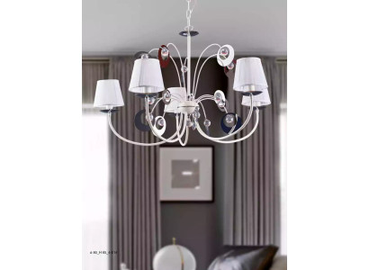 Lujoso candelabro de techo de 4 lámparas estilo Art Déco blanco nuevo.