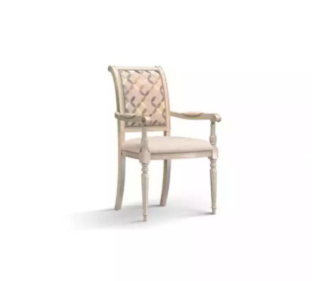 Comedor Sillas de madera Tapizado con apoyabrazos Beige Diseño de silla Sillón