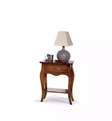 Mesa de noche de dormitorio, muebles de diseño clásico de madera de lujo en color marrón, nuevo.