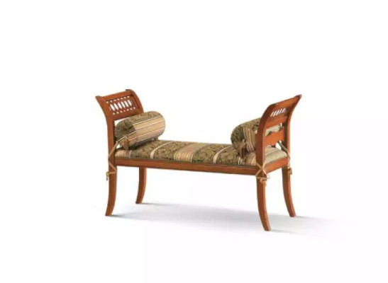 Banco acolchado de estilo clásico en textil para dos personas.