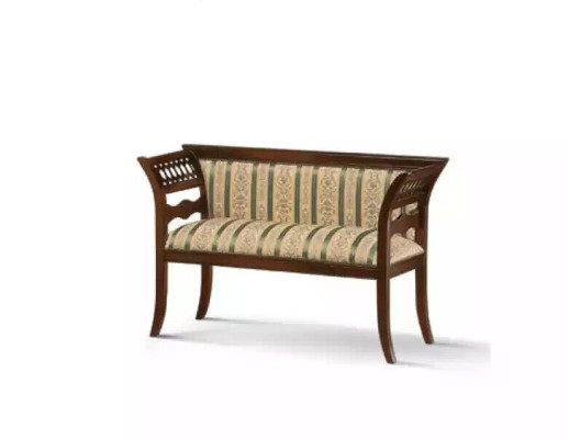 Banqueta tapizada diseñador sala de estar beige, mobiliario clásico de asiento nuevo de lujo.