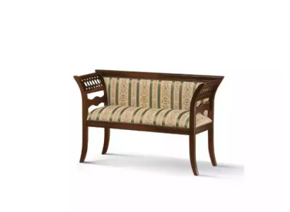 Banqueta tapizada diseñador sala de estar beige, mobiliario clásico de asiento nuevo de lujo.