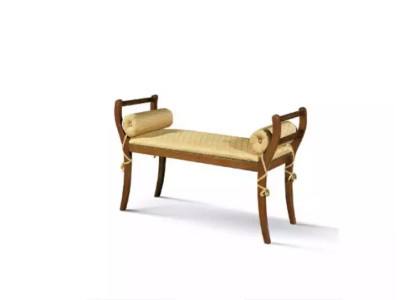 Banqueta clásica de banco, asiento nuevo, muebles tapizados de tela.