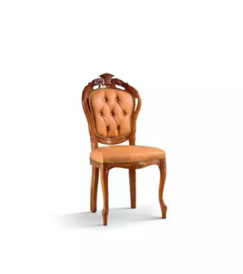 Silla de lujo marrón para comedor, diseño de muebles de madera, silla sin reposabrazos.