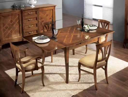 Silla sin reposabrazos Silla de comedor de madera Comedor Marrón Diseño Clásico
