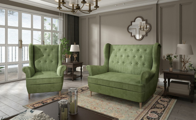 Sofá Chesterfield Tapizado 2+1 Plazas Conjunto de Muebles para Sofá Sofás