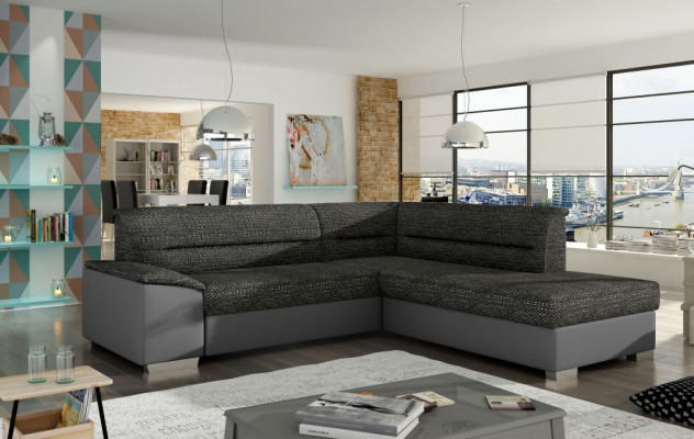 Sofá esquinero de tela en forma de L, sofá, diseño, acolchado, moderno, tela, cojín de asiento, grupo.