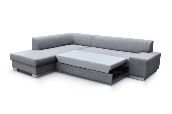Sofá esquinero de diseño moderno Porto con función de cama, sofá de tela.