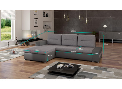 Diseño sofá esquinero Ottavio con función cama, sofá seccional, sofás cama, sofá cama.