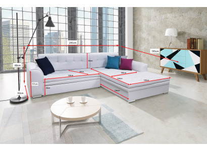Diseño sofá esquinero con función de cama, sofá acolchado de tela.