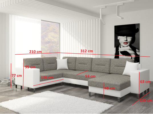 Sofá de esquina moderno en forma de U para salón, conjunto de esquina.