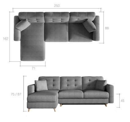 Sofá cama Sofá tapizado Funcional Sofá Salón Sofá esquinero con función de texto asiento