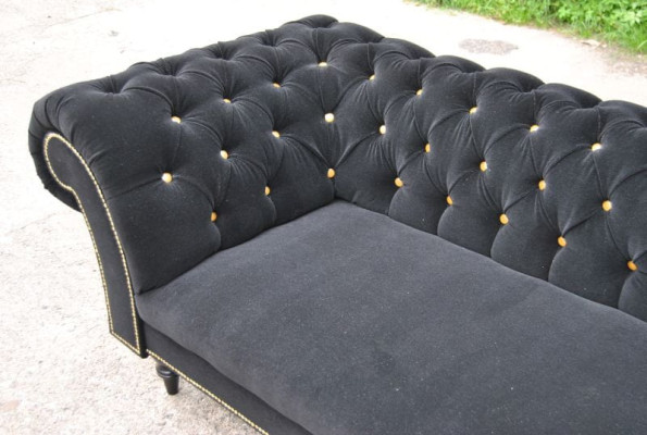 Sofá de diseño de tela tapizado textil moderno Chesterfield 3 plazas negro
