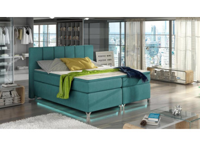Cama acolchada de diseñador de lujo Boxspring, cama de diseñador en tela 180x200 nueva.