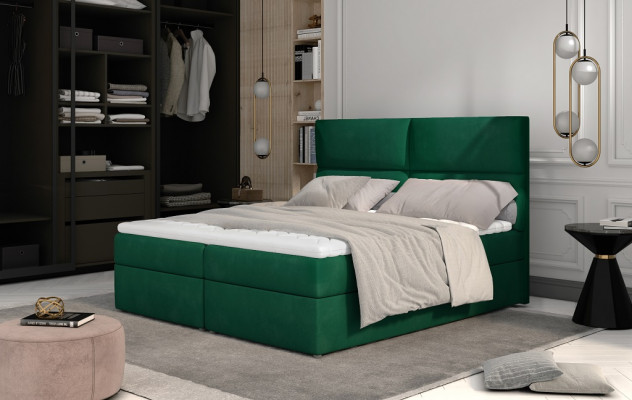 Cama de dormitorio de lujo con diseño acolchado de lujo, decoración de hotel doble de lujo.