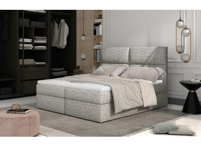 Cama de dormitorio de lujo con diseño acolchado de lujo, decoración de hotel doble de lujo.