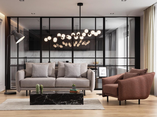 Sofá de tres plazas Muebles de sofá Mobiliario Sofás Tapizados gris Nuevo