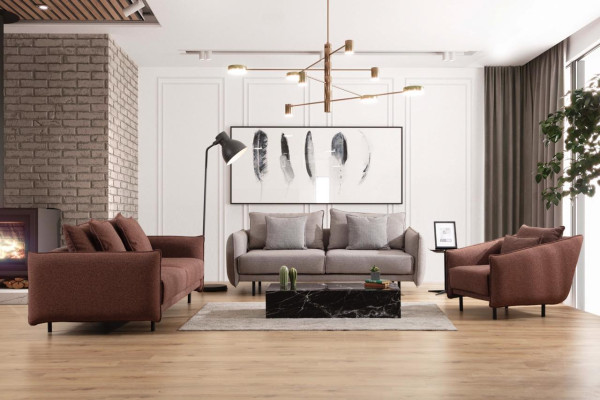 Sofá de tres plazas Muebles de sofá Mobiliario Sofás Tapizados gris Nuevo