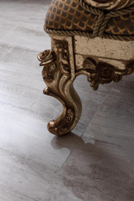 Silla de salón diseño clásico dorada de lujo de salón textil