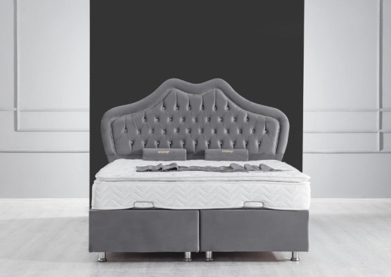 Cama gris cama doble cama estilo caja tela chesterfield 160x200