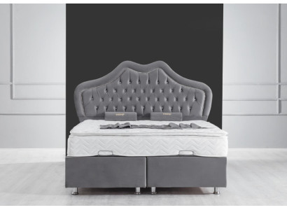 Cama gris cama doble cama estilo caja tela chesterfield 160x200