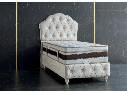 Cama blanca Cama individual Dormitorio Cama tipo box spring Estilo Chesterfield Camas