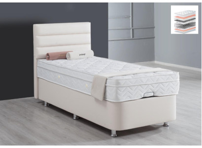 Cama beige individual de metal moderna para dormitorio muebles de cama 120x200.