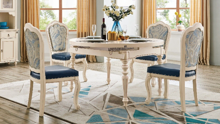 Juego clásico de comedor Mesa con 4 sillas Conjunto Grupo de sillas de mesa 5 piezas