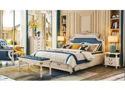 Diseñador de cama doble tapizada cama dormitorio cama matrimonial cuero estilo colonial.