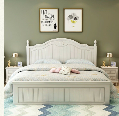 Juego de cama para dormitorio con 2 mesitas de noche, cama doble, juego completo de muebles de madera de 3 piezas.