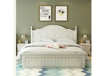 Juego de cama para dormitorio con 2 mesitas de noche, cama doble, juego completo de muebles de madera de 3 piezas.