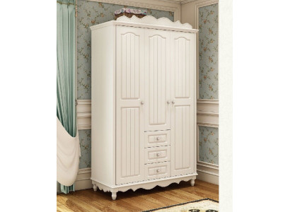 Estilo rústico muebles Armario clásico de madera blanco para dormitorio