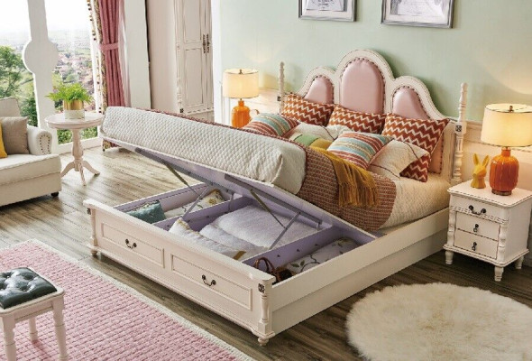 3 piezas. Dormitorio 2xMesita de noche Madera Cama de diseñador Lujo Clásico Nuevo